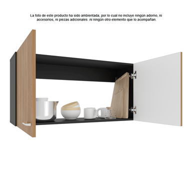 Mueble superior de cocina Napoles MWF 11619 color wengue + fresno + blanco interior.