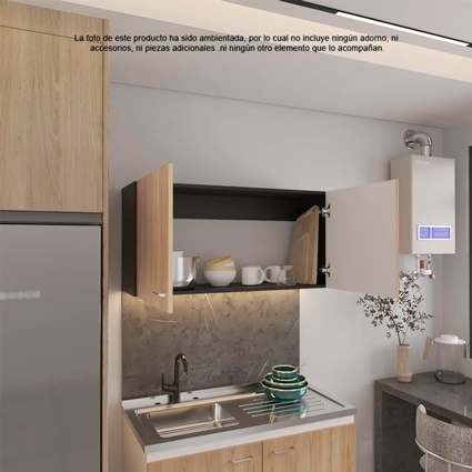 Mueble superior de cocina Napoles MWF 11619 color wengue + fresno + blanco interior.