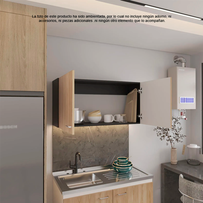 Mueble superior de cocina Napoles MWF 11619 color wengue + fresno + blanco interior.