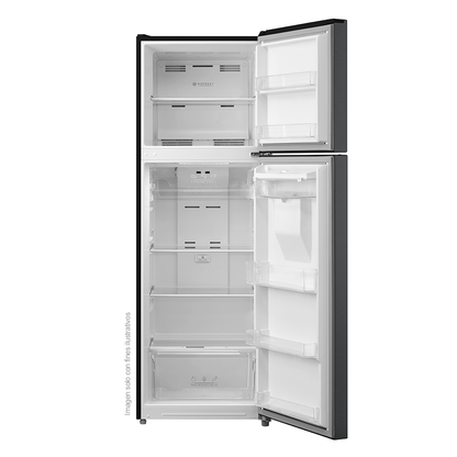 Refrigeradora 11.94pc RF-NV359LSS Mystic Top Mount, Inverter, No Frost, color gris nublado, dispensador de agua, control electrónico de temperatura