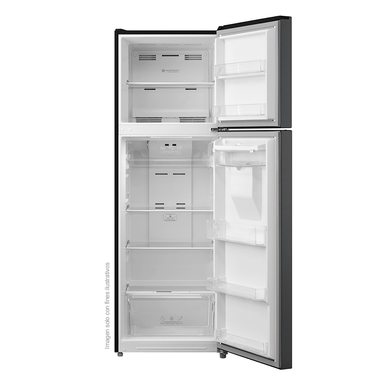 Refrigeradora 11.94pc RF-NV359LSS Mystic Top Mount, Inverter, No Frost, color gris nublado, dispensador de agua, control electrónico de temperatura