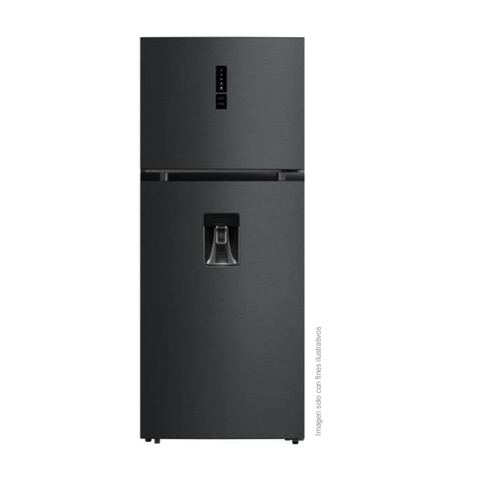 Refrigeradora 14.4 pc RF-NV415LSS Mystic Top Mount, Inverter, No Frost, color gris nublado, dispensador de agua, control electrónico de temperatura