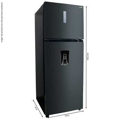 Refrigeradora 16.35pc RF-N415LSS Mystic Top Mount, Inverter, No Frost, color gris nublado, dispensador de agua, control electrónico de temperatura