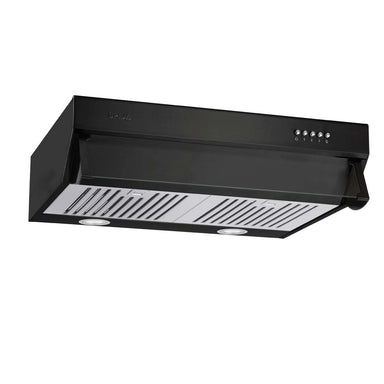 Extractor de grasa COMPATTO 60 BLACK de Drija 2 bombillos Led, 3 velocidades, 2 filtros de acero inoxidable, 1 filtro de carbón
