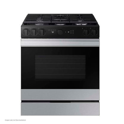 Estufa de 30" a gas Bespoke NSG6DG8700SRAX Samsung 5 quemadores, cámara en horno tecnología Smart things