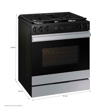 Estufa de 30" a gas Bespoke NSG6DG8700SRAX Samsung 5 quemadores, cámara en horno tecnología Smart things