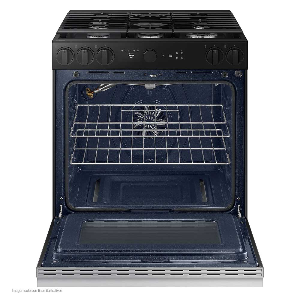 Estufa de 30" a gas Bespoke NSG6DG8700SRAX Samsung 5 quemadores, cámara en horno tecnología Smart things