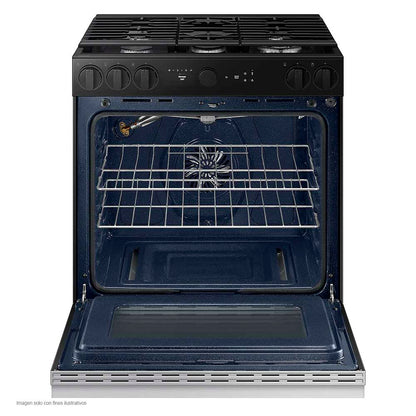 Estufa de 30" a gas Bespoke NSG6DG8700SRAX Samsung 5 quemadores, cámara en horno tecnología Smart things