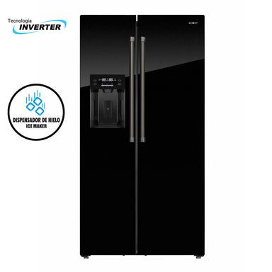 Refrigeradora 20pc Side by Side RF208ICBG  Sankey  puerta de cristal negro con dispensador de agua/hielo