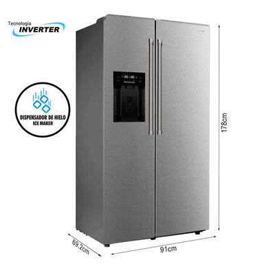 Refrigeradora 20pc Side by Side RF208ICSS  Sankey  puerta aspecto de acero inoxidable con dispensador de agua/hielo