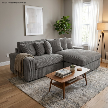 Sofá Chaise LV01882 en tono color gris.