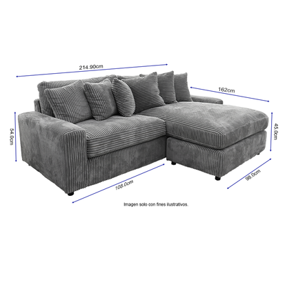 Sofá Chaise LV01882 en tono color gris.