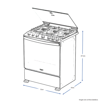 Estufa de 30 a gas LWFR5200 cubierta de acero inoxidable Whirlpool
