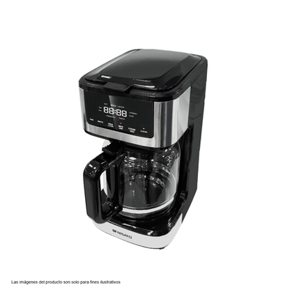 Cafetera 12 tazas NCM-1519DGDL Nisato color negro con acero pantalla táctil y con filtro.