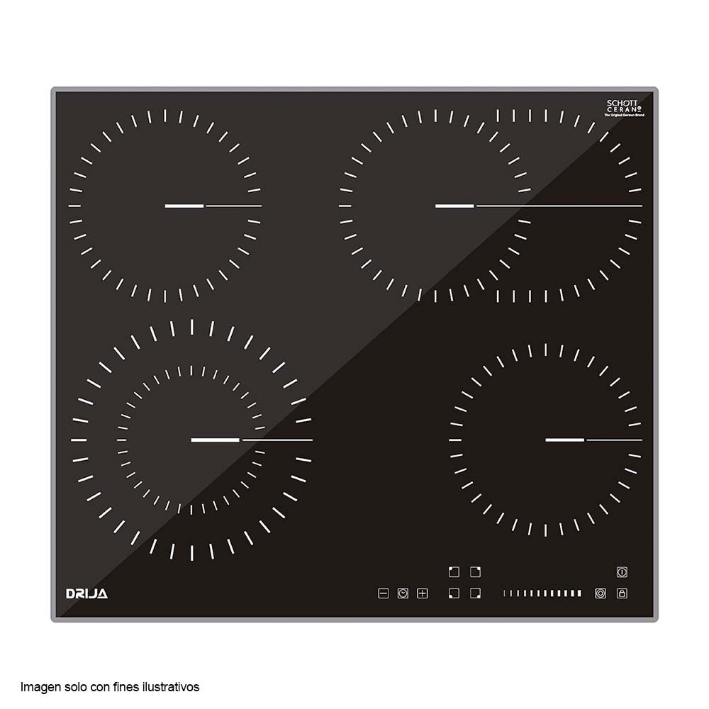 Estufa empotrable Berlín 60 Drija eléctrica Vitroceramica negra.