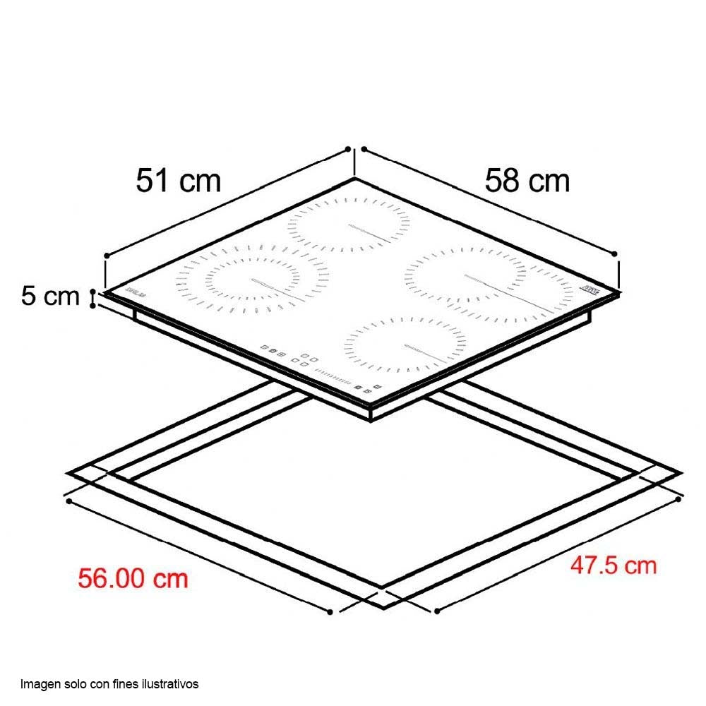Estufa empotrable Berlín 60 Drija eléctrica Vitroceramica negra.