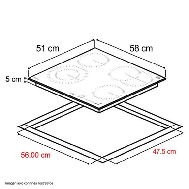 Estufa empotrable Berlín 60 Drija eléctrica Vitroceramica negra.