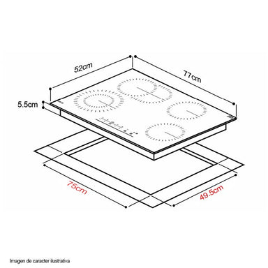 Estufa empotrable eléctrica BERLIN 76 de Vitrocerámica controles táctiles 4 quemadores Europeos EGO