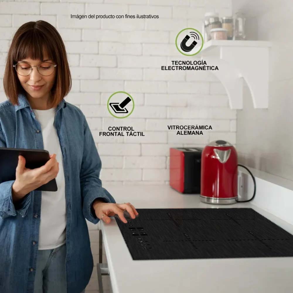 Estufa MUNICH 60 empotrable Drija inducción color gris oscuro control táctil