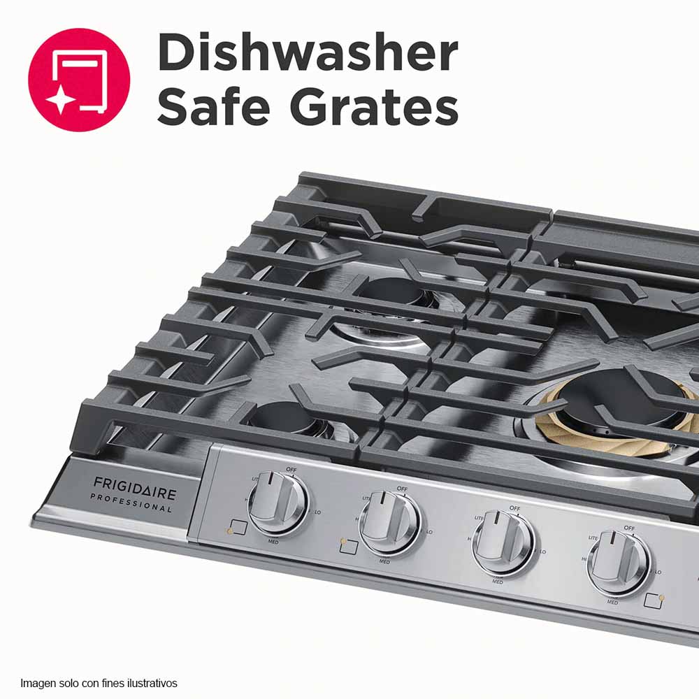 Estufa a gas empotrable profesional de 30" PCCG3080AS 5 quemadores Frigidaire acero inoxidable