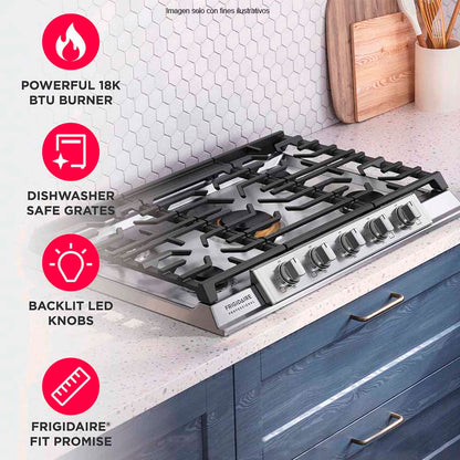 Estufa a gas 36" PCCG3680AS profesional Frigidaire 5 quemadores