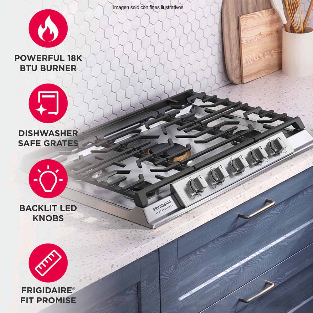 Estufa a gas 36" PCCG3680AS profesional Frigidaire 5 quemadores