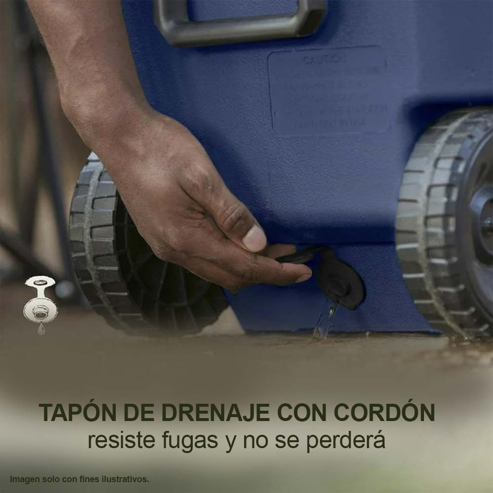 Hielera 62Qts Serie 316 color azul con ruedas Coleman