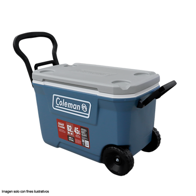 Hielera 62 Qts Serie 316 Coleman con ruedas color azul marino con gris
