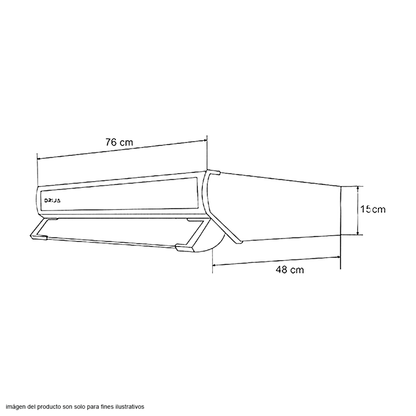 Extractor de grasa 30" Compatto 76 Drija color negro 3 filtros 110V extracción 260m3/h