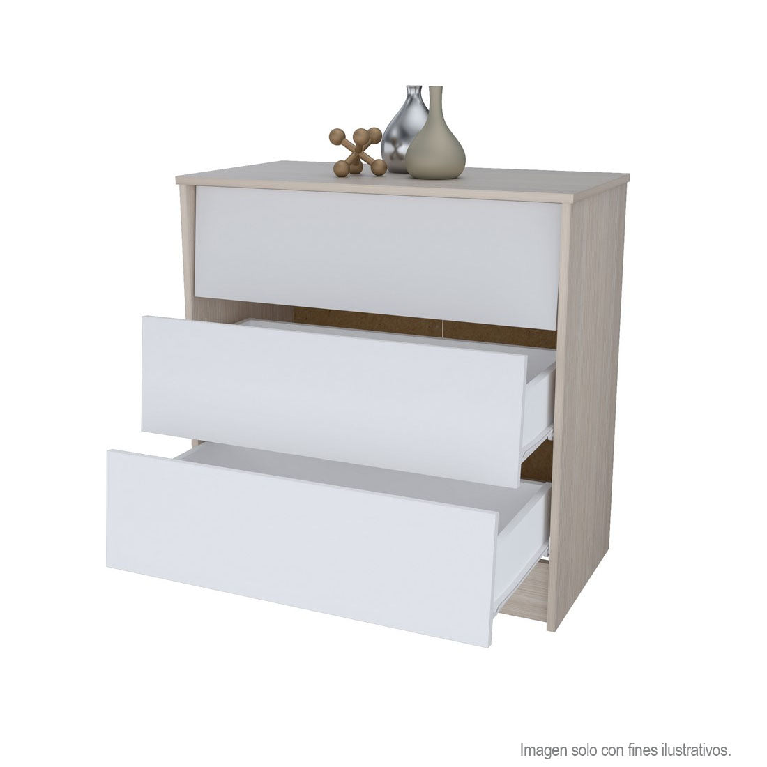 Cómoda estándar COM10028 Inval arena/blanco 3 gavetas