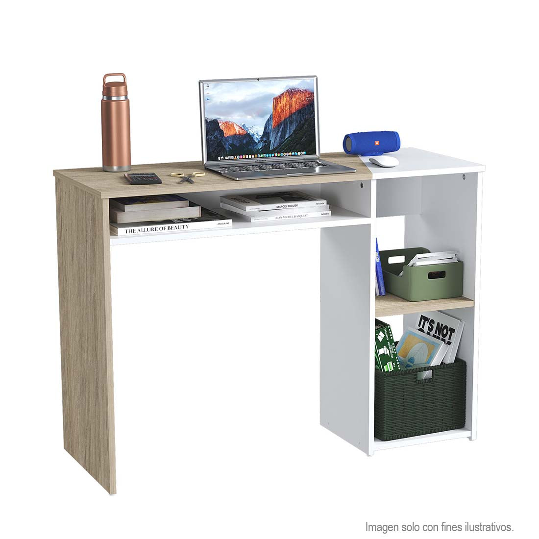 Escritorio ES23303 en tonos de color arena y blanco