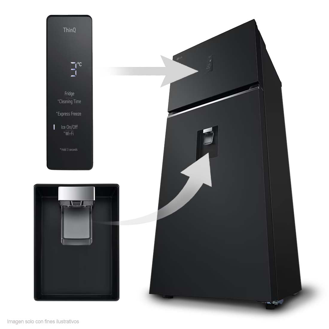 Refrigeradora 14pc VT40APD LG tecnología inverter con dispensador de agua