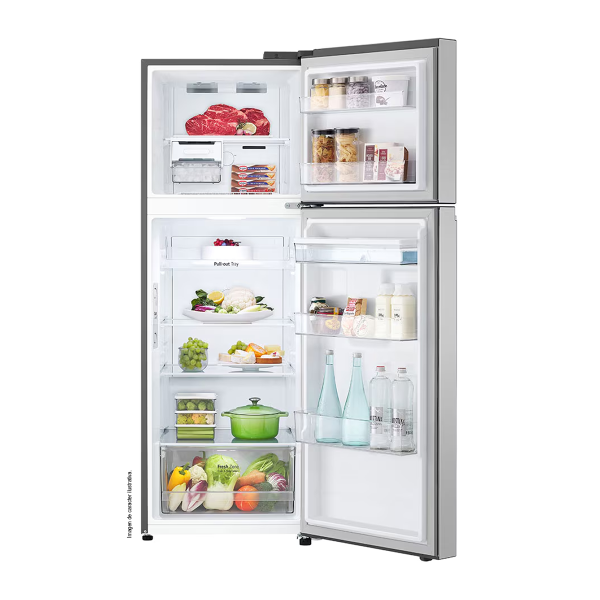 Refrigeradora 11pc, VT34WPP, LG color gris, con dispensador de agua, Linear Coolong Smart Diagnosis.