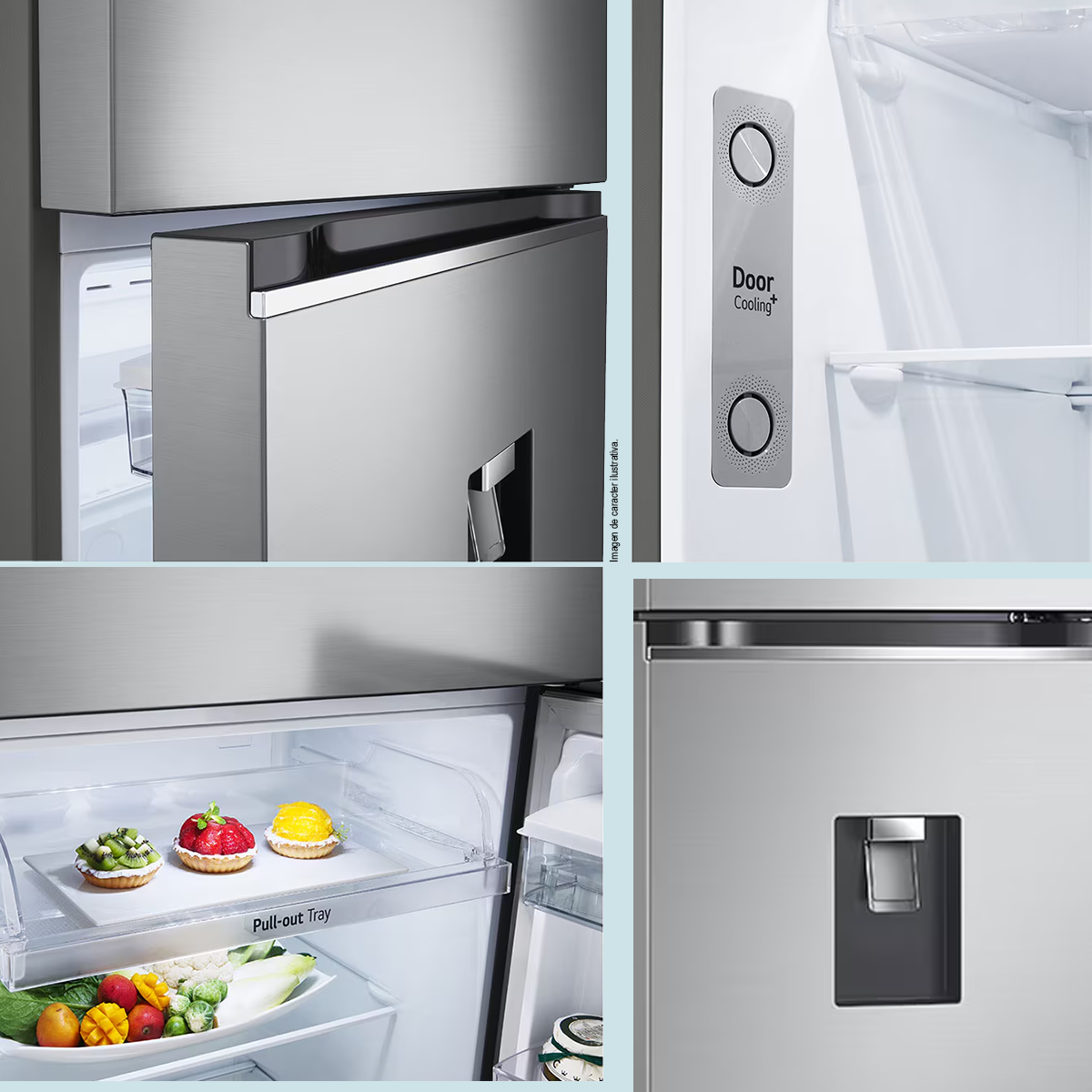 Refrigeradora 11pc, VT34WPP, LG color gris, con dispensador de agua, Linear Coolong Smart Diagnosis.