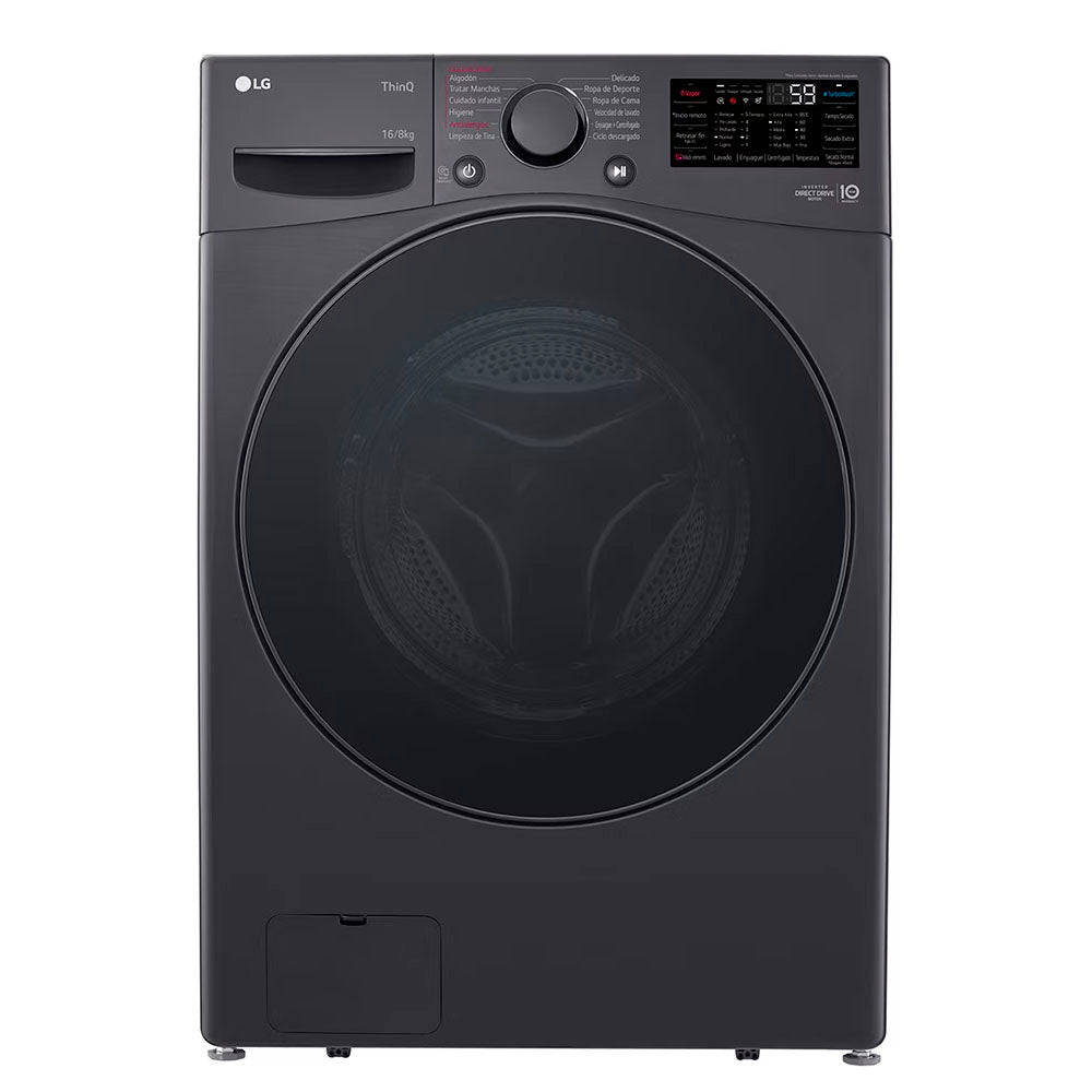 Lavadora y secadora eléctrica WD16MG2S6P LG 2 en 1 de 16kg, carga frontal inverter