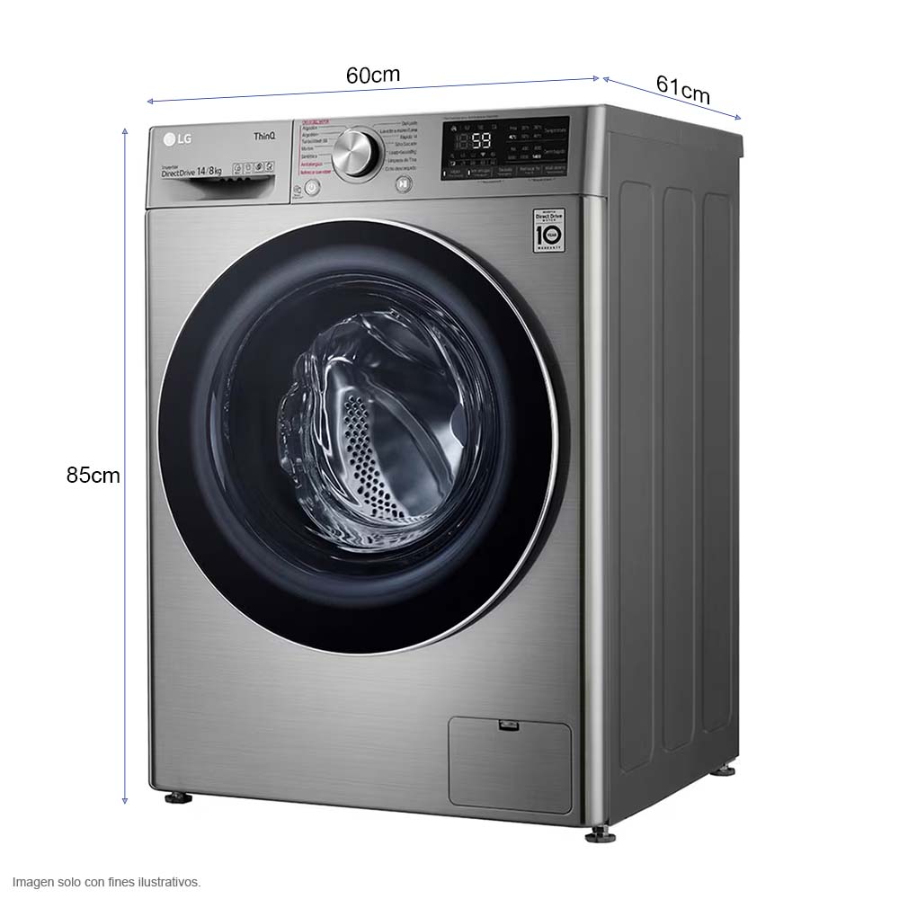 Lavadora y secadora eléctrica 2 en 1 de 14kg WD14VV3S6C LG inverter ThinQ 6motion DD turboWash