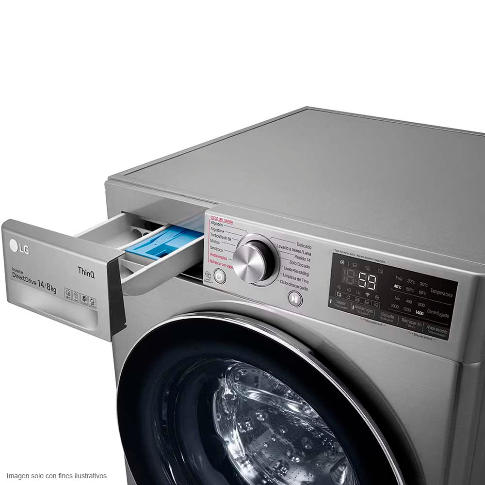 Lavadora y secadora eléctrica 2 en 1 de 14kg WD14VV3S6C LG inverter ThinQ 6motion DD turboWash