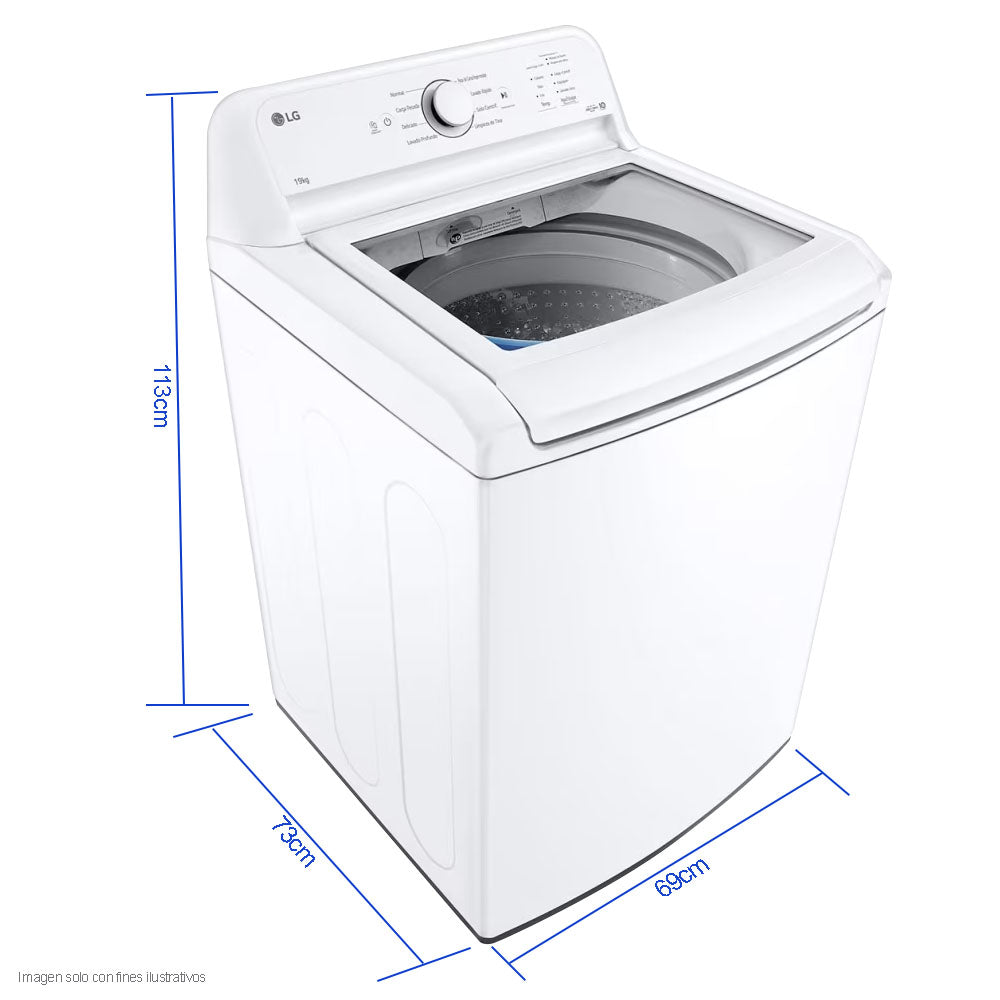 Lavadora 19kg WT19WT6HKA LG carga superior color blanco inverter, turboDrum, smart diagnosis