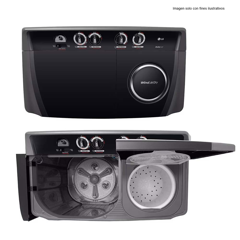 Lavadora semiautomática18kg WP18MAR LG color negro