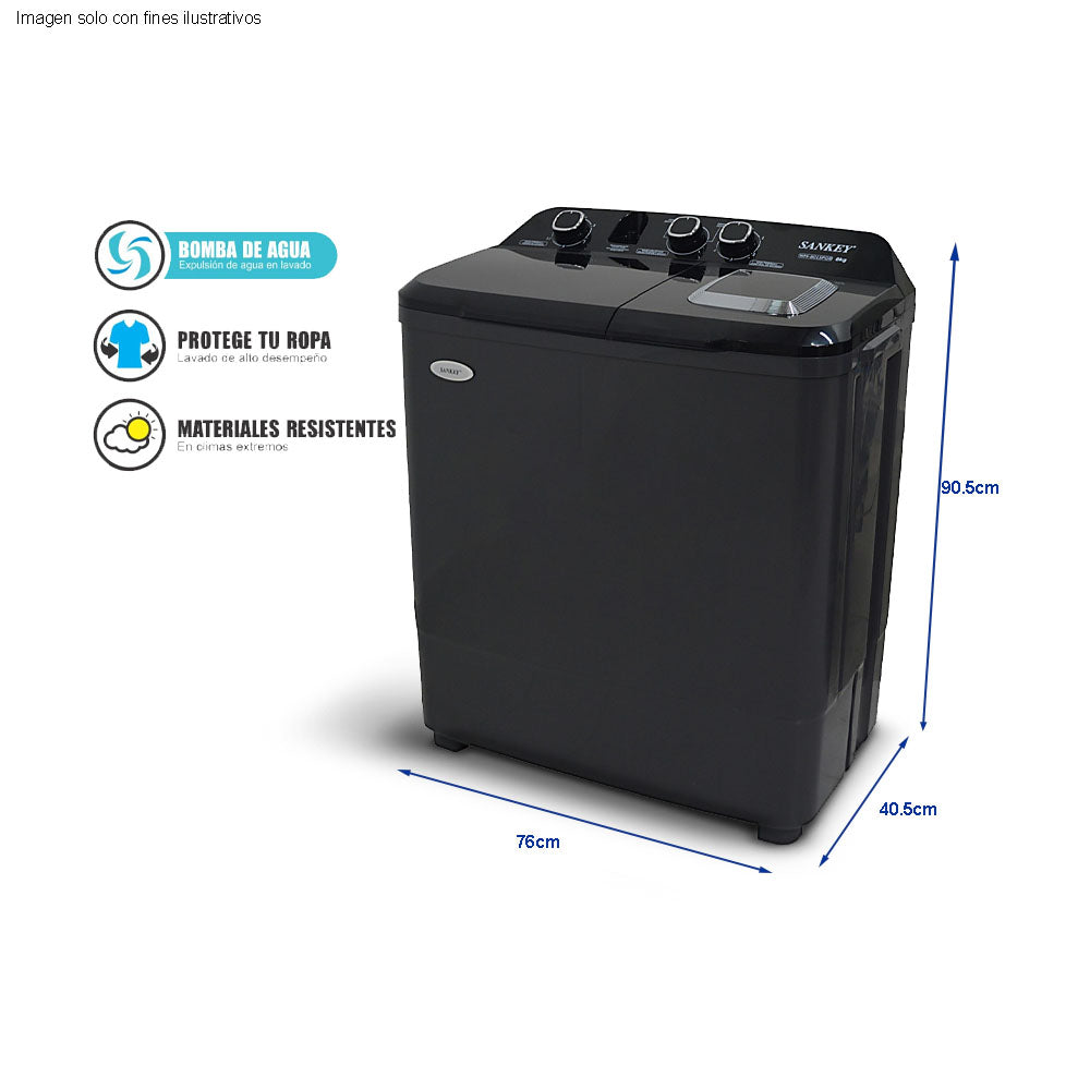 Lavadora 8kg semiautomática WM-8015PGR Sankey