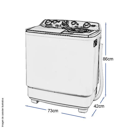 Lavadora semiautomática 7kg WM-7708 Mystic Turbo Dry, Tapa de plástico, resistencia ABS