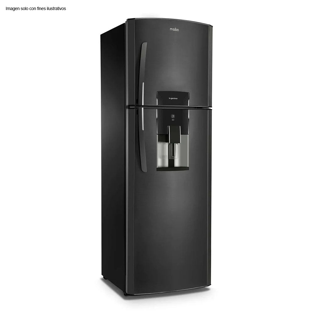 Refrigeradora 11pc RMA1300FXCAC Mabe color acero inoxidable negro, despachador de agua, cajón legumbrero y cajón para carnes.