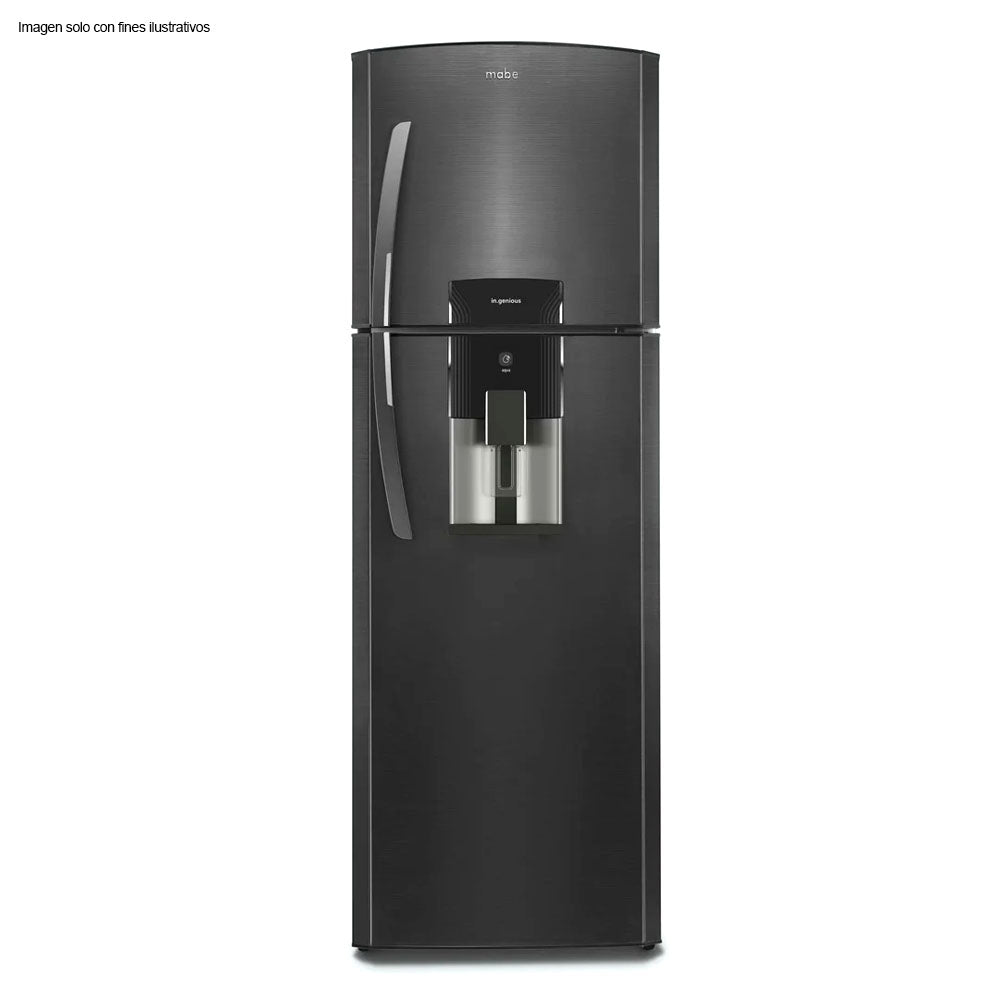 Refrigeradora 11pc RMA1300FXCAC Mabe color acero inoxidable negro, despachador de agua, cajón legumbrero y cajón para carnes.