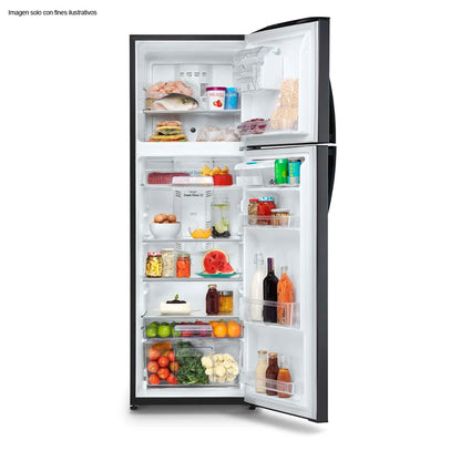 Refrigeradora 11pc RMA1300FXCAC Mabe color acero inoxidable negro, despachador de agua, cajón legumbrero y cajón para carnes.