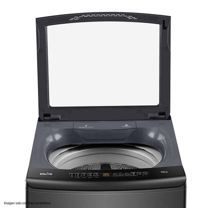Lavadora automática 16kg LMA6120WDGAB0 color Diamond Gray canasta acero inoxidable panel digital.