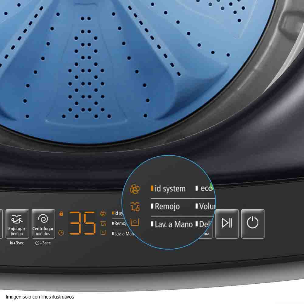 Lavadora automática 16kg LMA6120WDGAB0 color Diamond Gray canasta acero inoxidable panel digital.