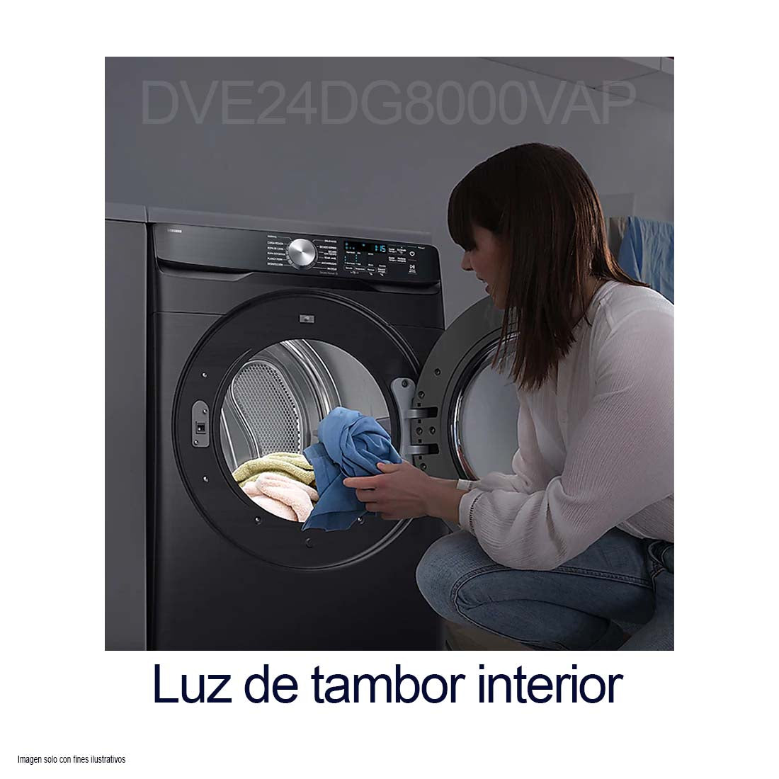 Secadora eléctrica 24kg DVE24DG8000VAP Samsung, sensor de secado smart check gris oscuro