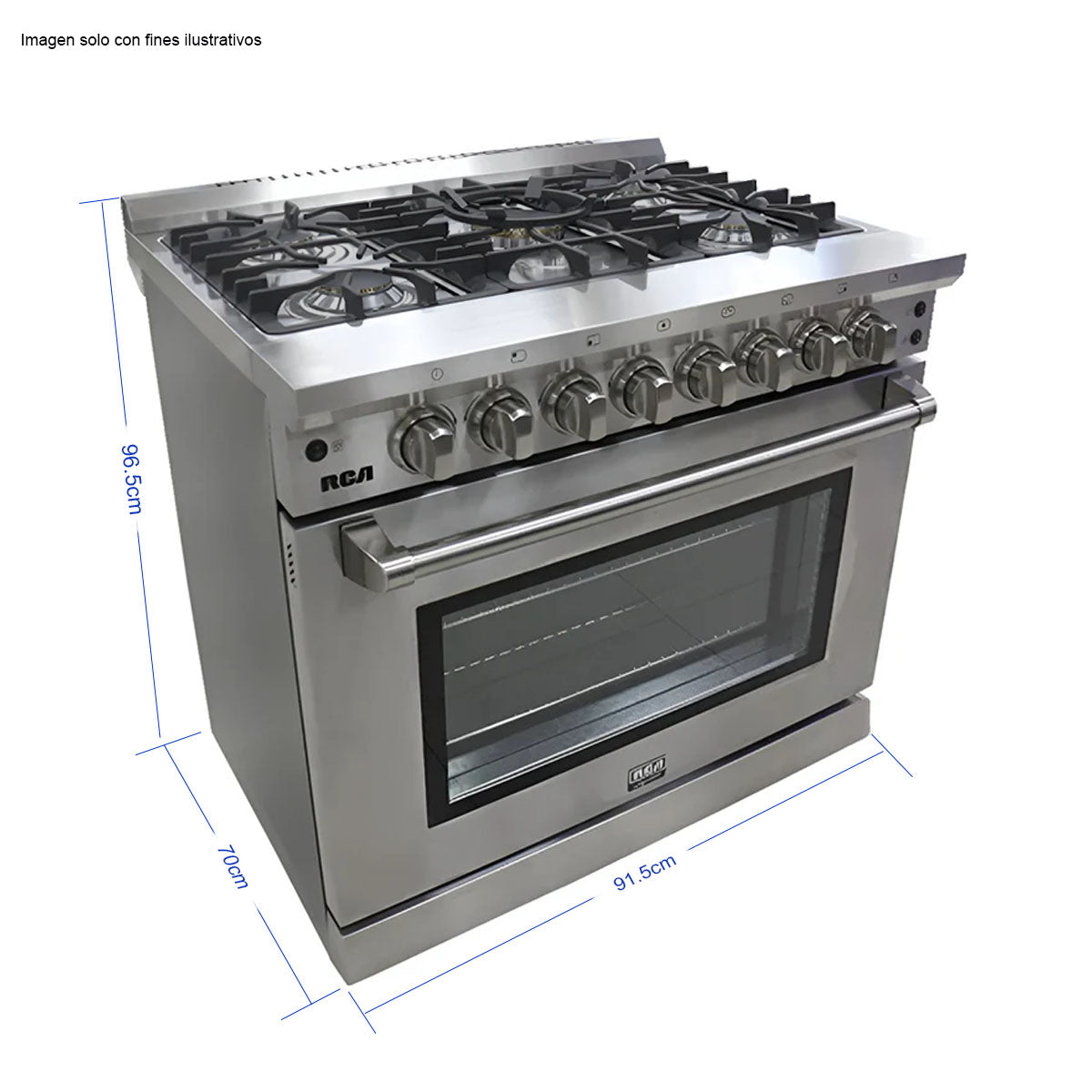 Estufa industrial de 36" RCCC960 Serie ICON RCA de 5 quemadores Horno XL