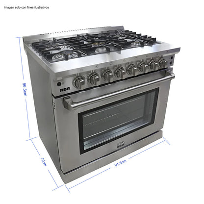 Estufa industrial de 36" RCCC960 Serie ICON RCA de 5 quemadores Horno XL