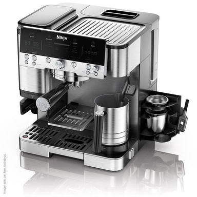 Maquina cafetera 3 en 1 ES601Ninja Serie Premier, cappuccino, cold brew y espresso con molinillo y espumador de leche integrados, fácil de usar y 4 preajustes automáticos de espuma color plata